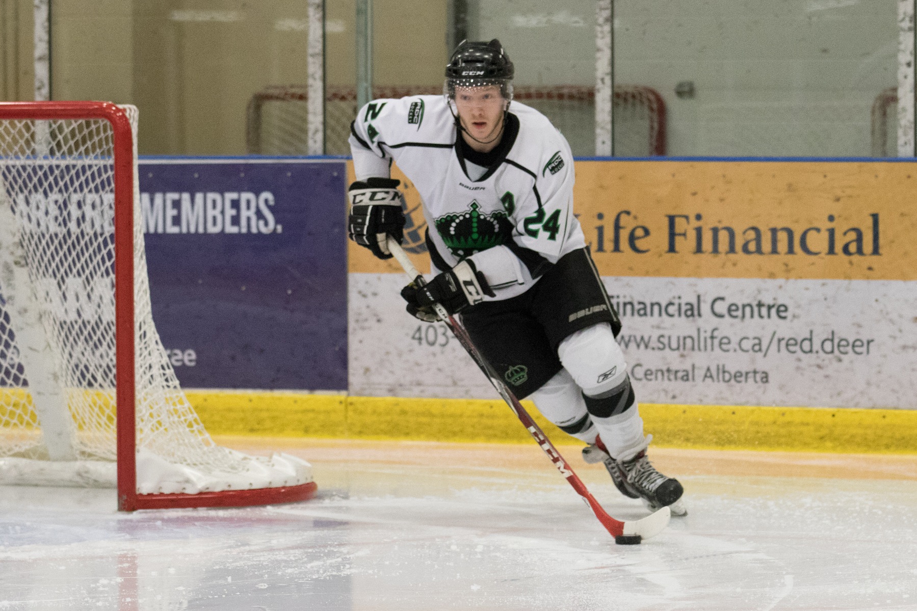Tanner Butler (24) picked up an assist Friday in Camrose.