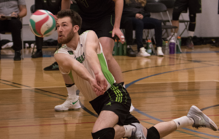Libero Michael Sumner (1) finished with 4 assists and 22 digs against SAIT.